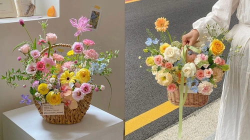 Cắm giỏ hoa đơn giản phù hợp với không gian sống tinh tế