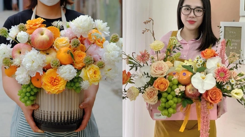 cắm hoa kết hợp trái cây