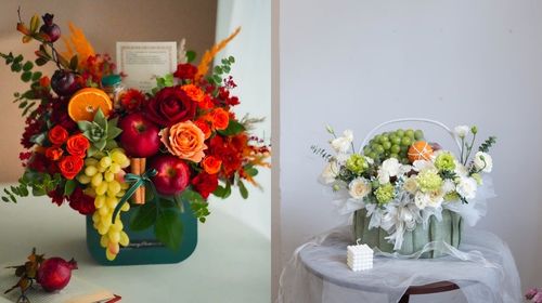 Cắm giỏ hoa và trái cây sang trọng và ý nghĩa tại nhà